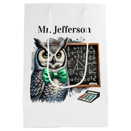 Cool Teacher owl add name Medium Cadeauzakje (Achterkant)