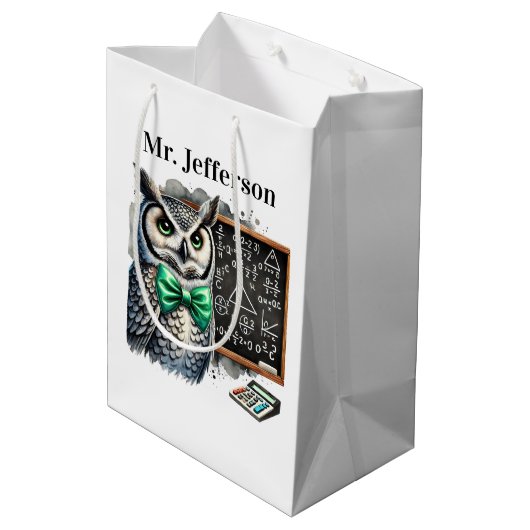 Cool Teacher owl add name Medium Cadeauzakje (Achterkant Gekanteld)