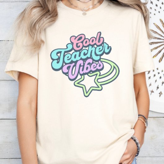 Cool Teacher Vibes Retro Styling Gift Groen T-shirt