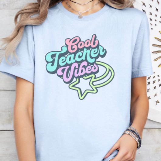 Cool Teacher Vibes Retro Styling Gift Groen T-shirt