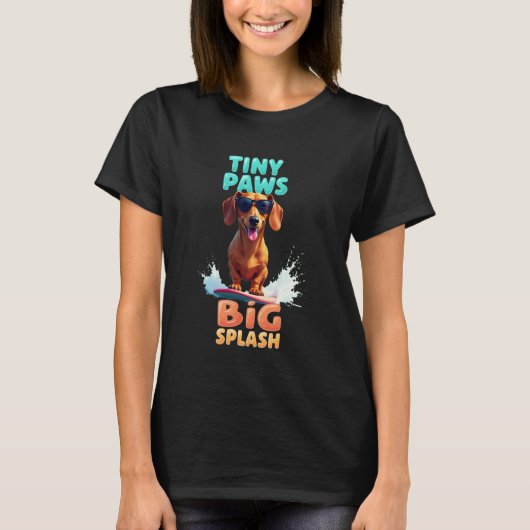 Cool Teckel Surfhond T-shirt (Voorkant)