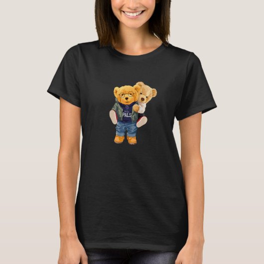 Cool Teddy Bear Boys Best Friends Style Illustrati T-shirt (Voorkant)
