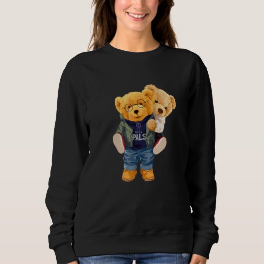Cool Teddy Bear Boys Best Friends Style Illustrati Trui (Voorkant)