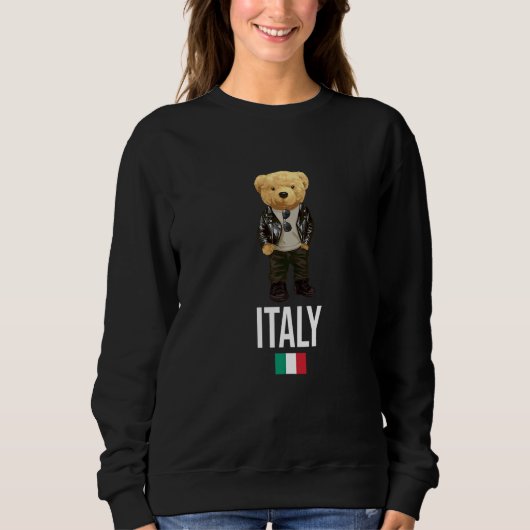 Cool Teddy Bear in Italy Style Illustration Graphi Trui (Voorkant)