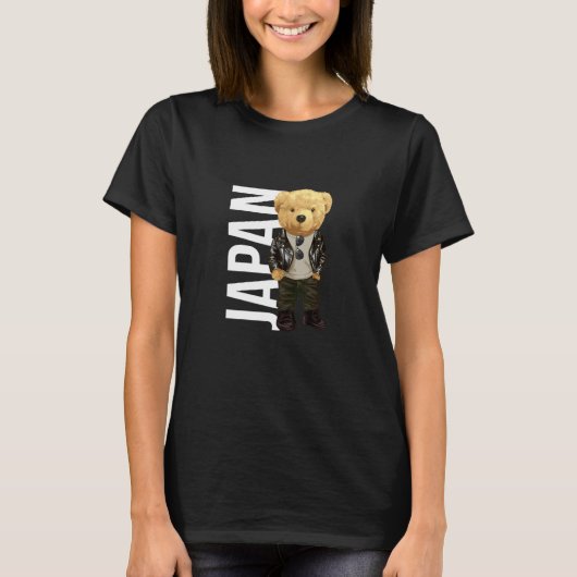 Cool Teddy Bear in Japan Style Illustration Graphi T-shirt (Voorkant)