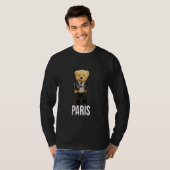 Cool Teddy Bear in Paris France Illustration Graph T-shirt (Voorkant volledig)