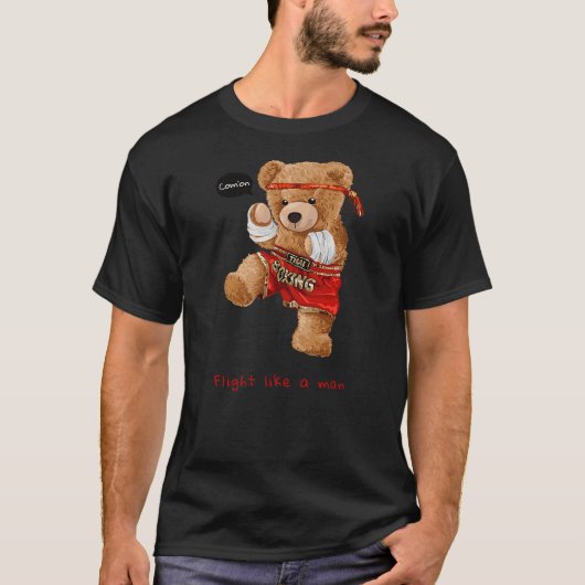 Cool Teddy Bear Man Boxing Fight Style Illustratio T-shirt (Voorkant)