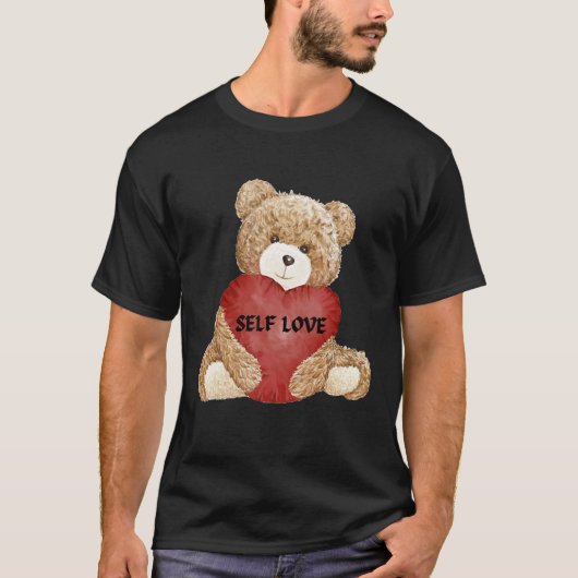 Cool Teddy Bear met Heart Teddy Selflove Self T-shirt (Voorkant)