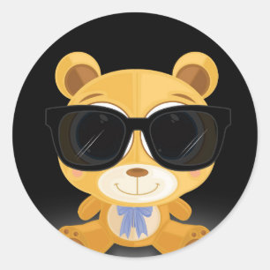 Cool Teddy Bear Ronde Sticker