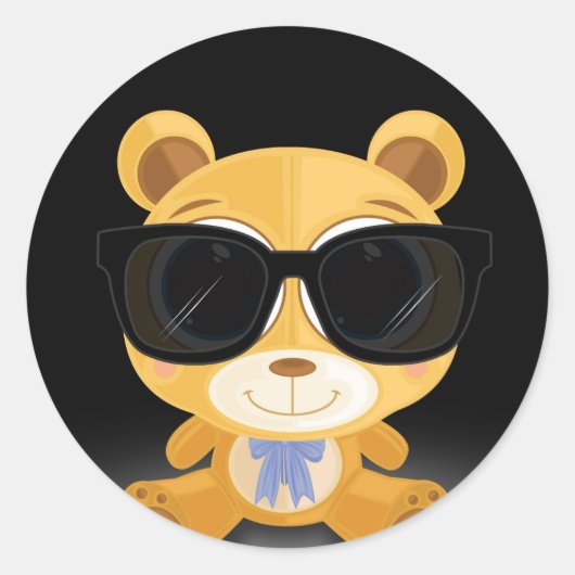 Cool Teddy Bear Ronde Sticker (Voorkant)