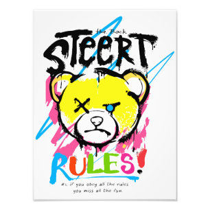 Cool Teddy Street Regels Foto Afdruk