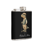 Cool Tee-Rex Golfer Dinosaur Handtekening Naam Heupfles (Rechts)