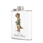 Cool Tee-Rex Golfer Dinosaur Handtekening Naam Heupfles (Links)