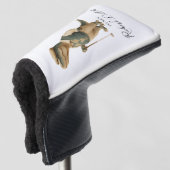 Cool Tee-Rex Golfer Dinosaur Onderschrift Naam Golfheadcover (3/4 voorkant)