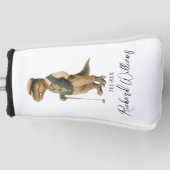 Cool Tee-Rex Golfer Dinosaur Onderschrift Naam Golfheadcover (Voorkant)