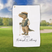 Cool Tee-Rex Golfer Dinosaur Signature Name Golfhanddoek