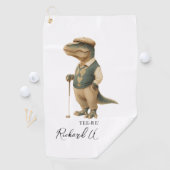 Cool Tee-Rex Golfer Dinosaur Signature Name Golfhanddoek (Insitu)