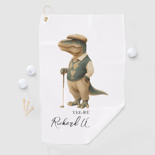 Cool Tee-Rex Golfer Dinosaur Signature Name Golfhanddoek (Insitu)
