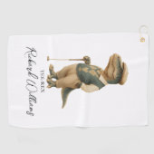 Cool Tee-Rex Golfer Dinosaur Signature Name Golfhanddoek (Horizontaal)