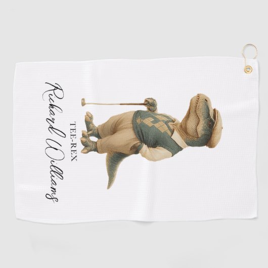 Cool Tee-Rex Golfer Dinosaur Signature Name Golfhanddoek (Horizontaal)