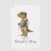 Cool Tee-Rex Golfer Dinosaur Signature Name Golfhanddoek (Voorkant)