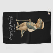 Cool Tee-Rex Golfer Dinosaur Signature Name Golfhanddoek (Horizontaal)