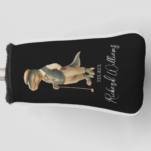 Cool Tee-Rex Golfer Dinosaur Signature Name Golfheadcover (Voorkant)