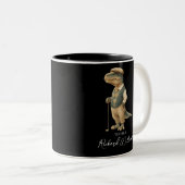 Cool Tee-Rex Golfer Dinosaur Signature Name Tweekleurige Koffiemok (Voorkant rechts)