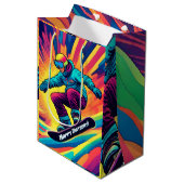 Cool Teen Snowboarder Winter Verjaardag Medium Cadeauzakje (Voorkant Gekanteld)
