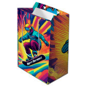 Cool Teen Snowboarder Winter Verjaardag Medium Cadeauzakje (Achterkant Gekanteld)