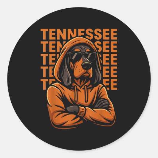 Cool Tennessee Dog Lovers Coonhound Men Women Kids Ronde Sticker (Voorkant)