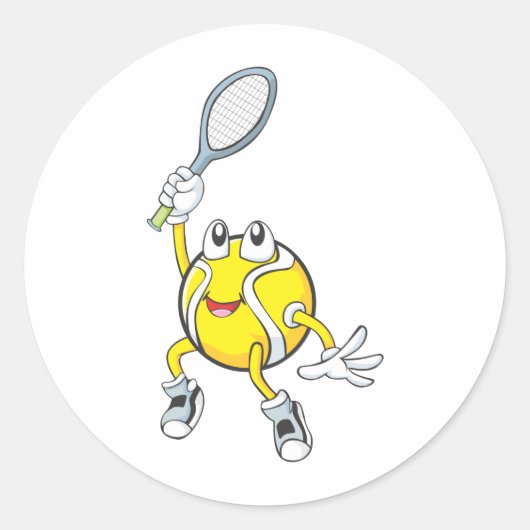Cool Tennis Bal Holding Racquet Ronde Sticker (Voorkant)