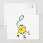 Cool Tennis Ball Holding Racquet Briefkaart (Voorkant / Achterkant)