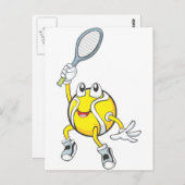 Cool Tennis Ball Holding Racquet Briefkaart (Voorkant / Achterkant)