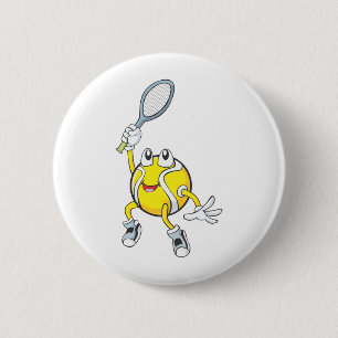 Cool Tennis Ball Holding Racquet Ronde Button 5,7 Cm