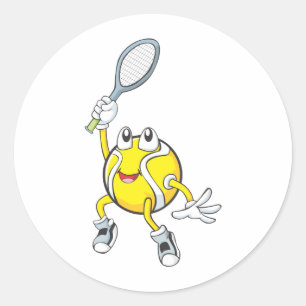 Cool Tennis Ball Holding Racquet Ronde Sticker