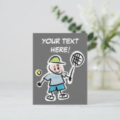 Cool tennis briefkaart met leuke cartoon (Staand voorkant)