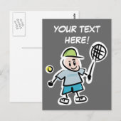 Cool tennis briefkaart met leuke cartoon (Voorkant / Achterkant)