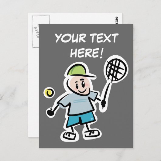 Cool tennis briefkaart met leuke cartoon (Voorkant / Achterkant)