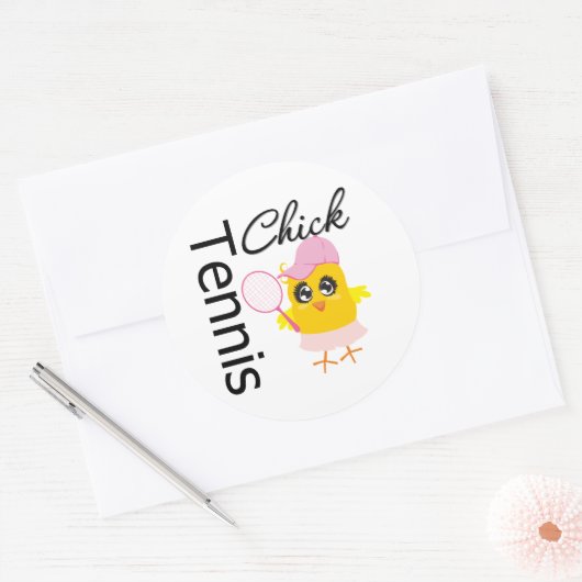 Cool Tennis Chick Ronde Sticker (Envelop)