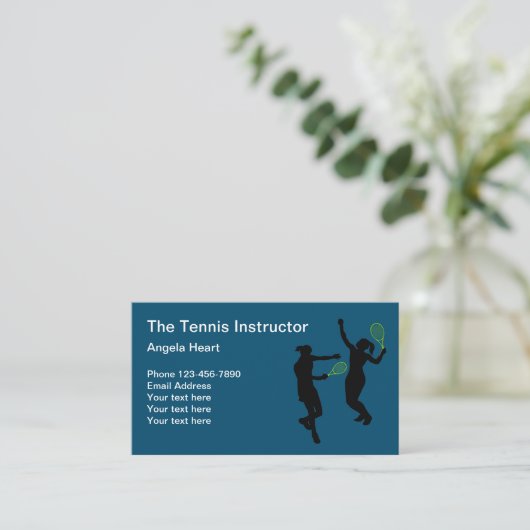 Cool Tennis Instructor Theme Visitekaartje (Staand voorkant)