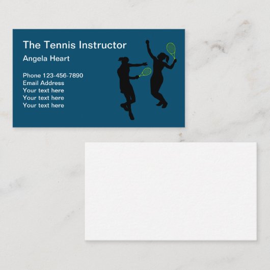Cool Tennis Instructor Theme Visitekaartje (Voorkant / Achterkant)
