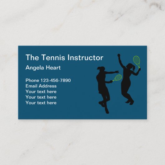Cool Tennis Instructor Theme Visitekaartje (Voorkant)
