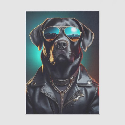 Cool Terrence, Black Lab in Leather Jacket Tissue Tissuepapier (Voorkant)