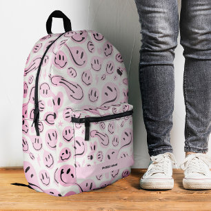 Cool Terug naar School Smile Meisje Pastel Roze Bedrukte Rugzak
