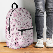 Cool Terug naar School Smile Meisje Pastel Roze Bedrukte Rugzak
