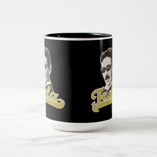 Cool Tesla met Shades-Mok Tweekleurige Koffiemok (Center)