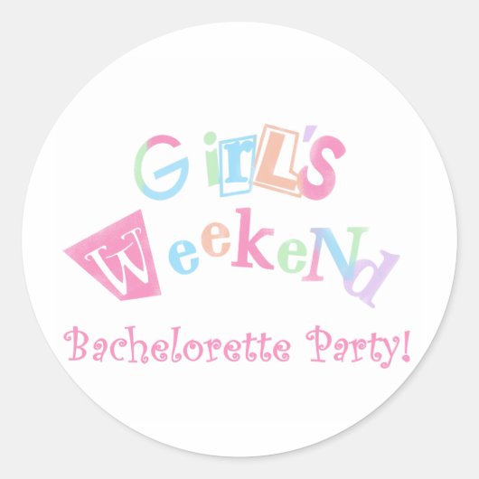 Cool Text Girls Weekend Bachelorette Party Ronde Sticker (Voorkant)