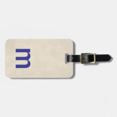 Cool Texture Beige Bold Blue Monogram Bagagelabel (Voorkant horizontaal)