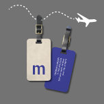 Cool Texture Beige Bold Blue Monogram Bagagelabel<br><div class="desc">Modern volledig aanpasbaar bagagelabel ontwerp met gewaagd blauw monogram en textuur beige / blauw achtergrond.</div>